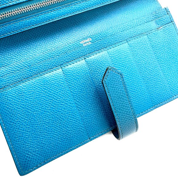Hermes Blue Epsom SHW Bearn Wallet - Picture 7 of 8